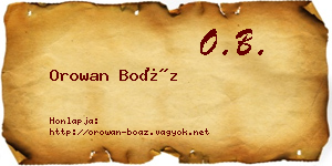 Orowan Boáz névjegykártya